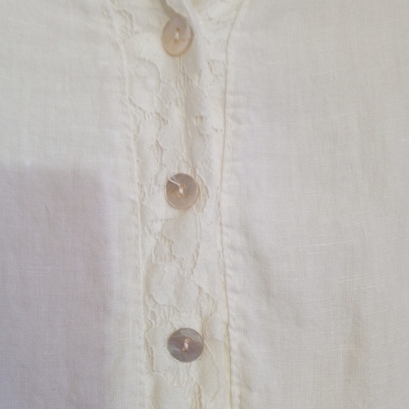 Viola Borghi white linen and lace top women's size small - Picture 4 of 7
